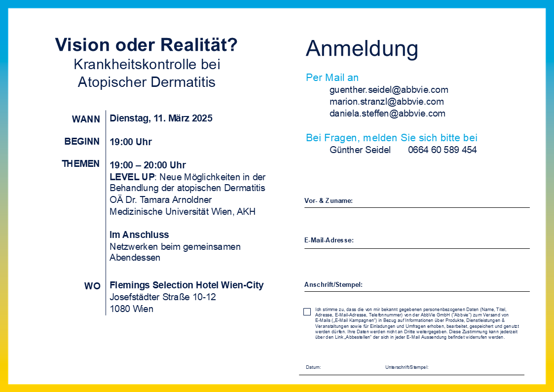 One Derma_Einladung_11 Mar 25_Wien